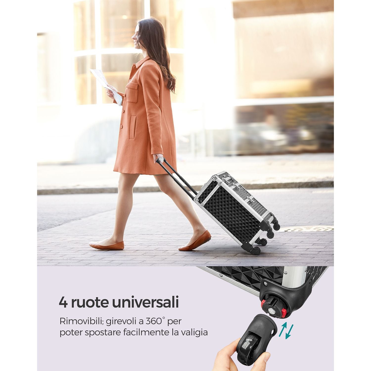 Valigetta trucchi, Trolley per cosmetici, Valigia Porta Trucchi, Trolley Make Up, Beauty Case da Viaggio, Songmics, 6