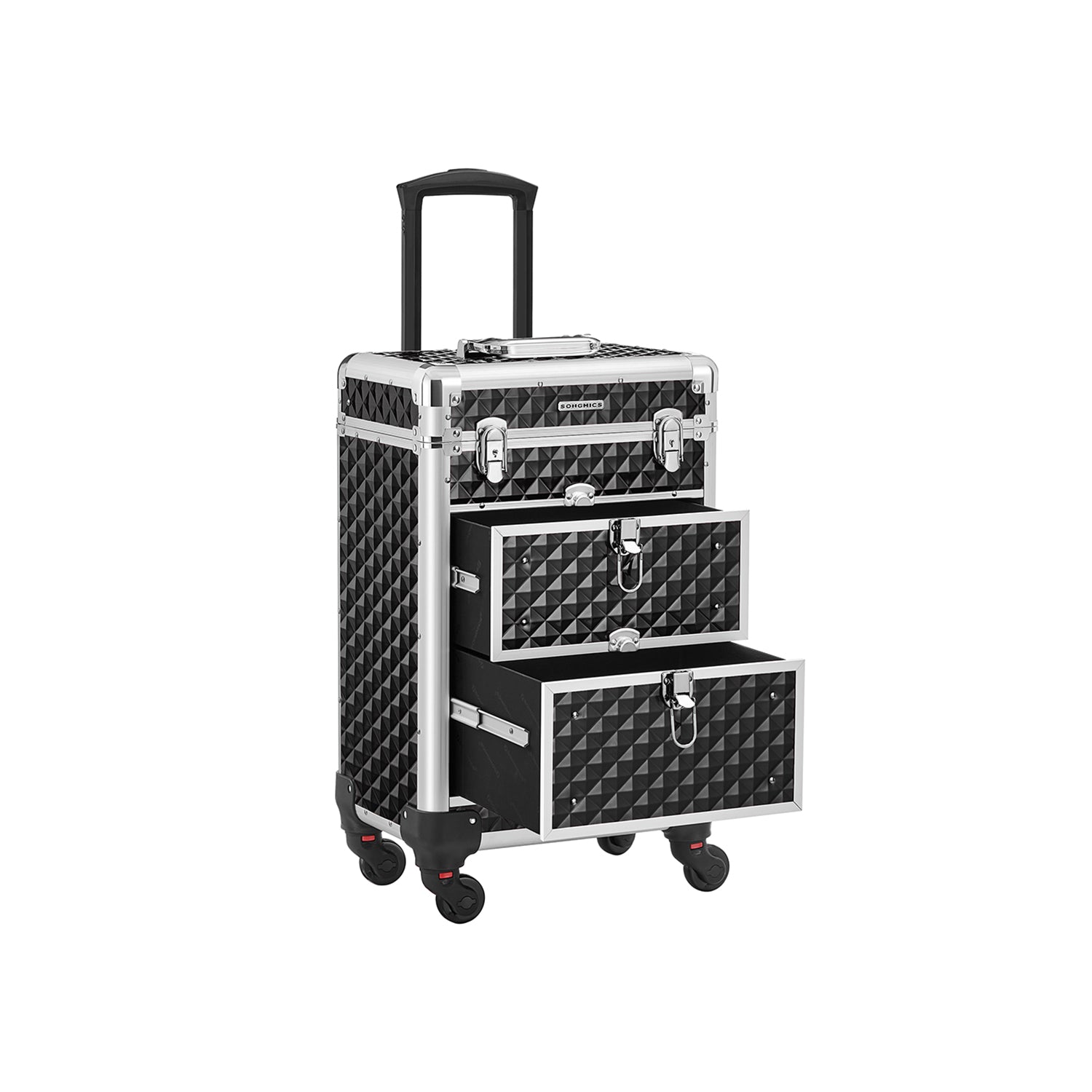 Borsa Trucco Professionale Da Viaggio - Beauty Case Oxford Nero Con Scomparti Rimovibili - Foto 4