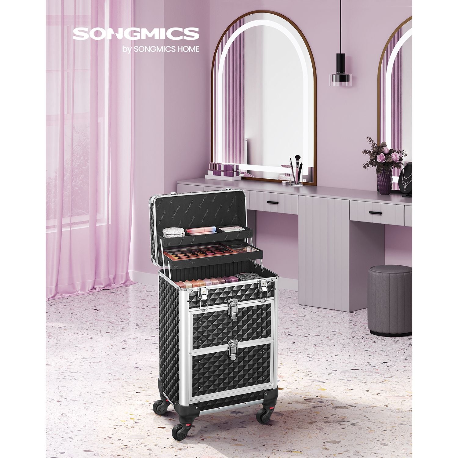 Valigetta trucchi, Trolley per cosmetici, Valigia Porta Trucchi, Trolley Make Up, Beauty Case da Viaggio, Songmics, 7