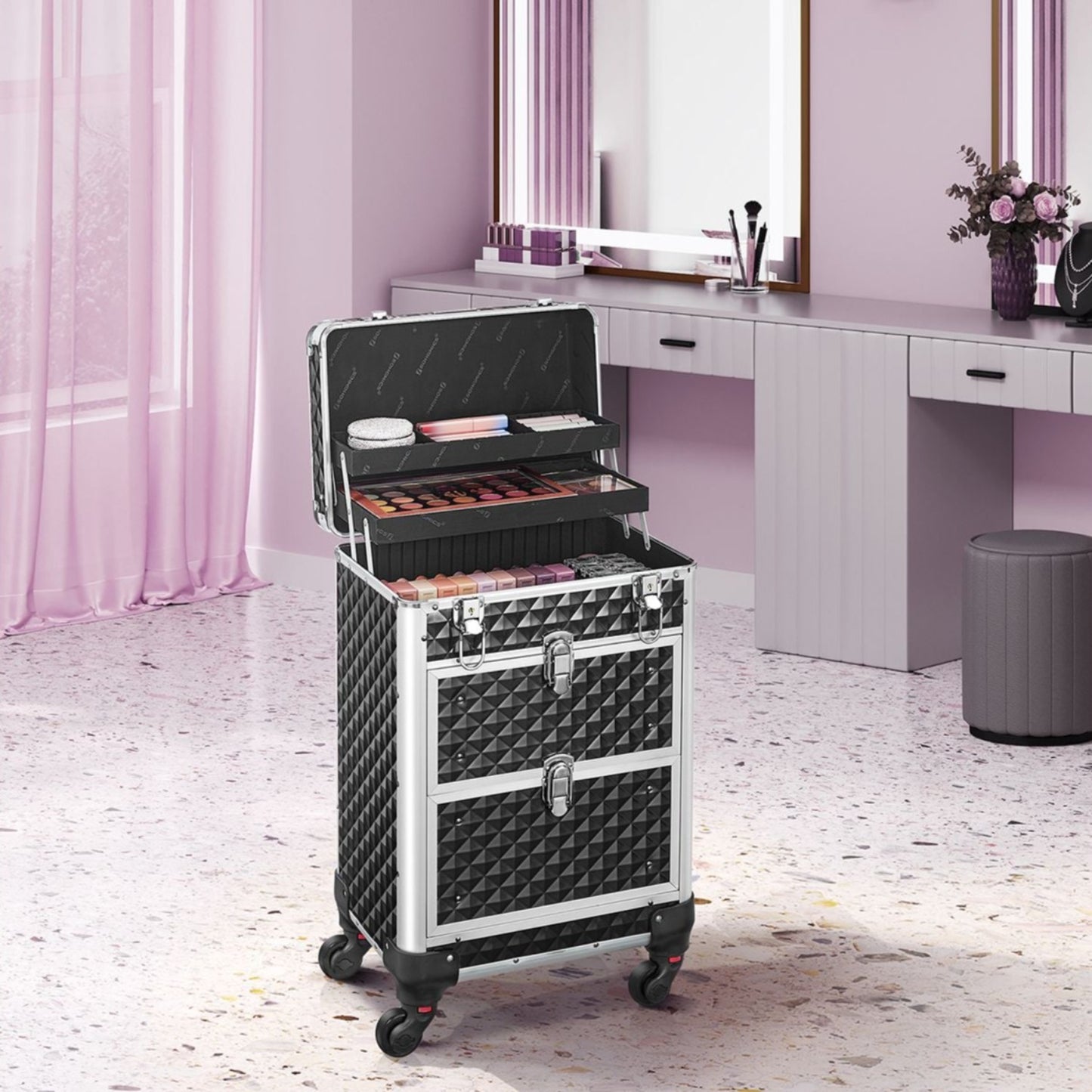 Valigetta trucchi, Trolley per cosmetici, Valigia Porta Trucchi, Trolley Make Up, Beauty Case da Viaggio, Songmics