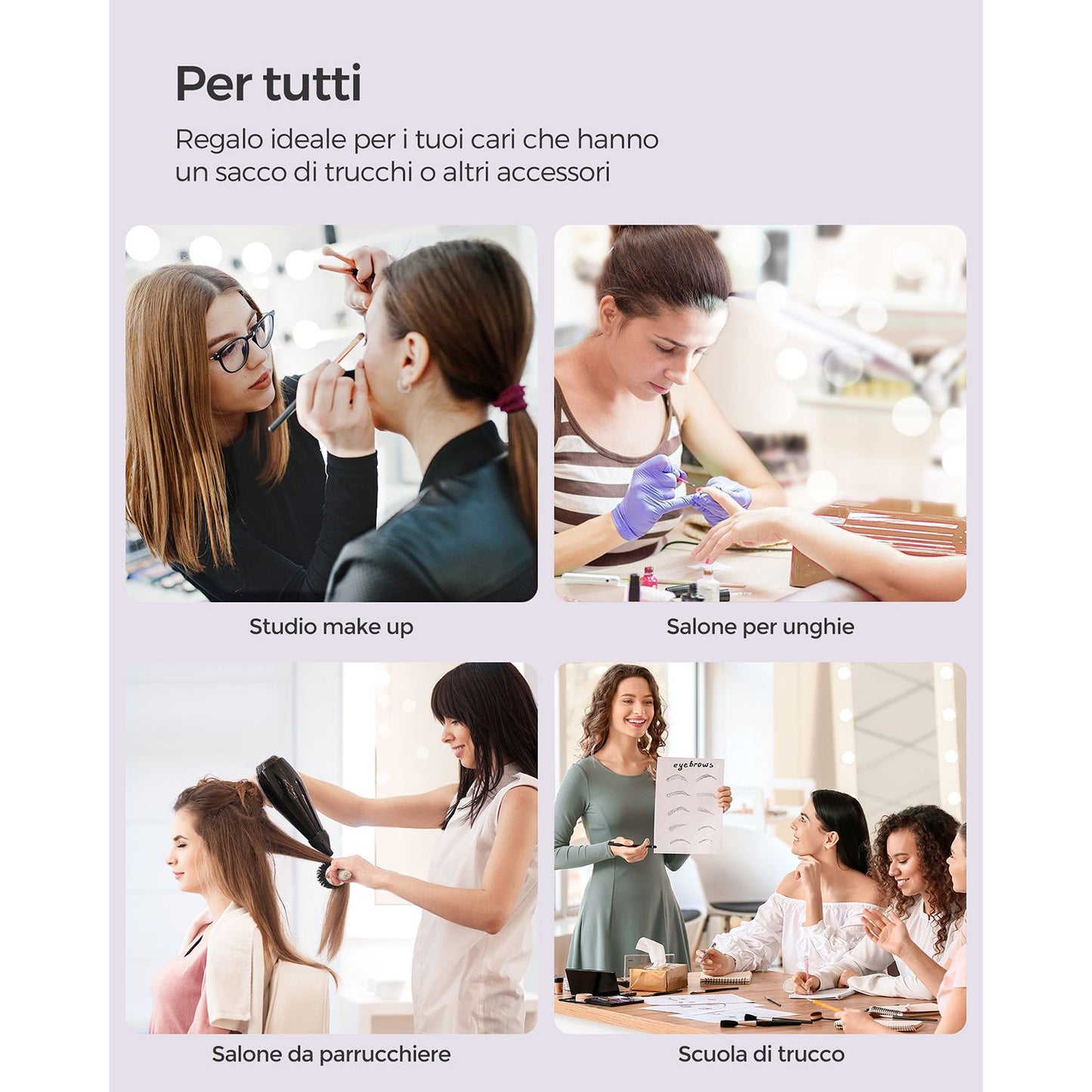 Valigetta trucchi, Trolley per cosmetici, Valigia Porta Trucchi, Trolley Make Up, Beauty Case da Viaggio, Songmics, 4