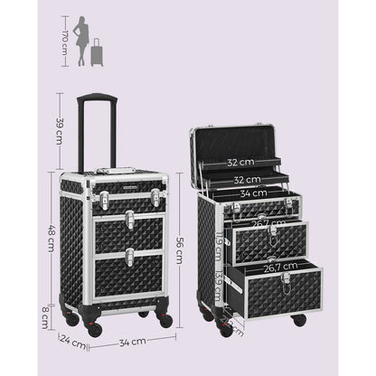 Valigetta trucchi, Trolley per cosmetici, Valigia Porta Trucchi, Trolley Make Up, Beauty Case da Viaggio, Songmics, 5