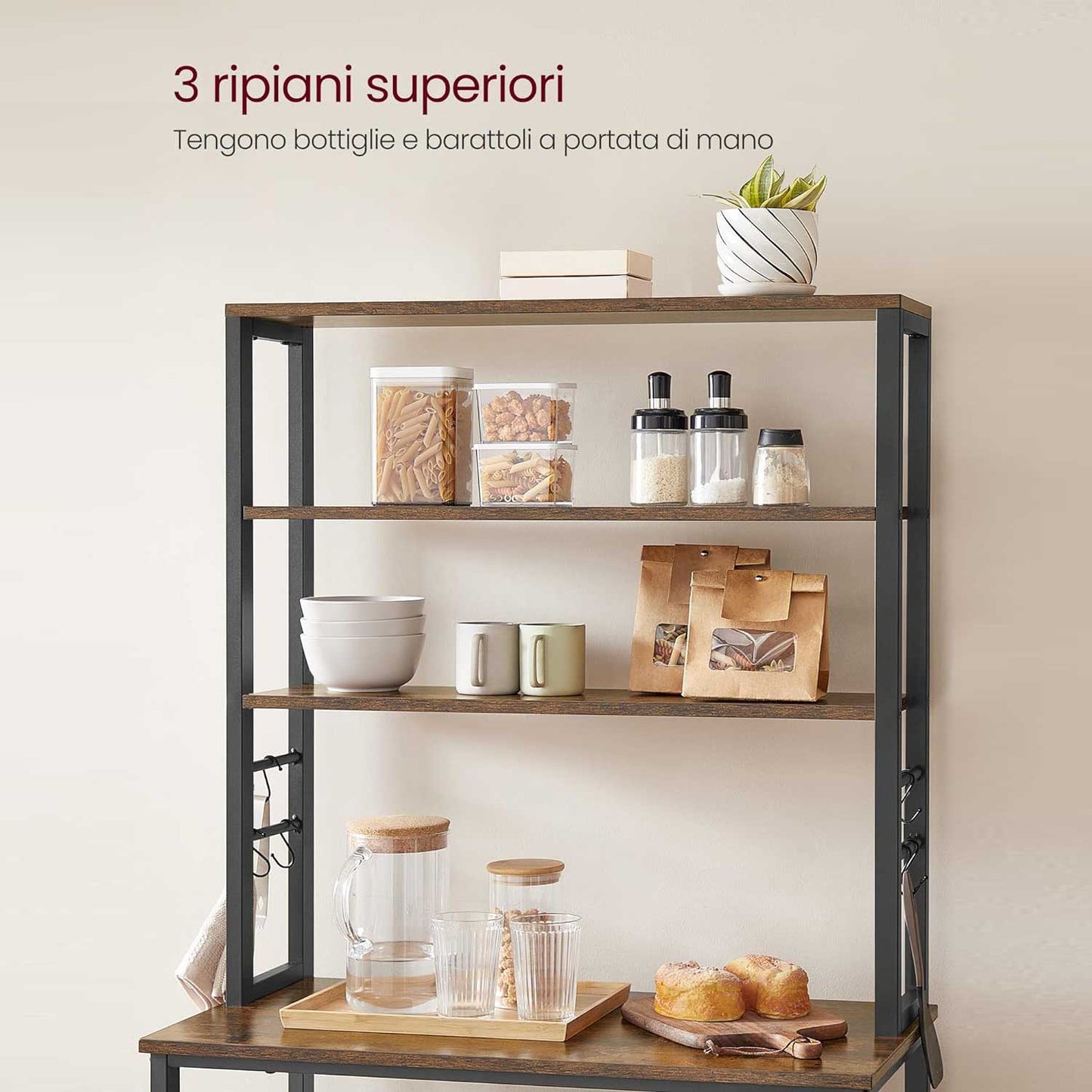 Scaffale da cucina, mobile porta microonde, scaffali di stoccaggio, Vasagle