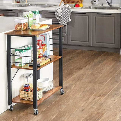 Vasagle, Carrello cucina, scaffale per microond, carrello portavivande, 3 Rripiani