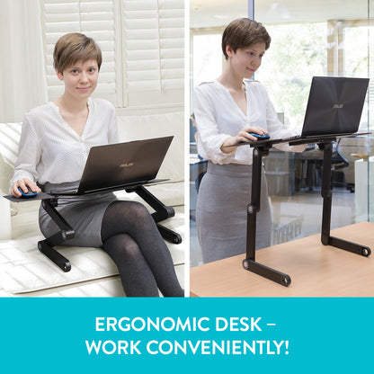 WonderWorker Einstein - Tavolino Porta Laptop, in Alluminio, Regolabile e Pieghevole, 4