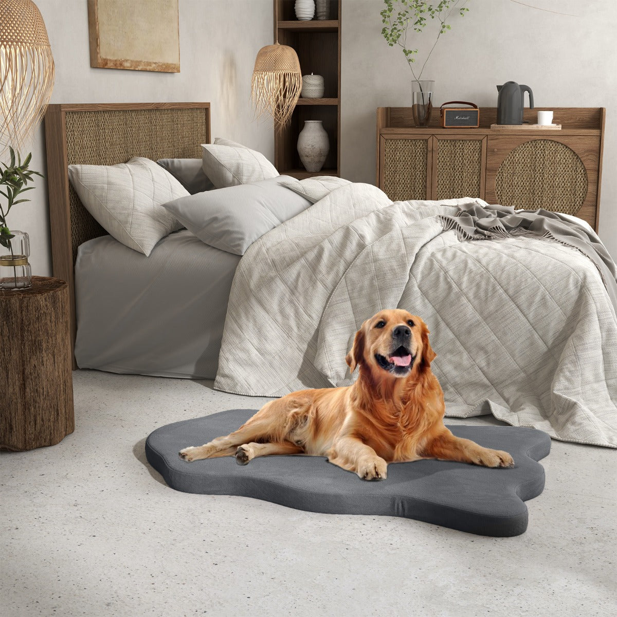 Cuscino per cani, Cuscino cane, impermeabile, con supporto in memory foam copertura rimovibile, Grigio, Costway, 3