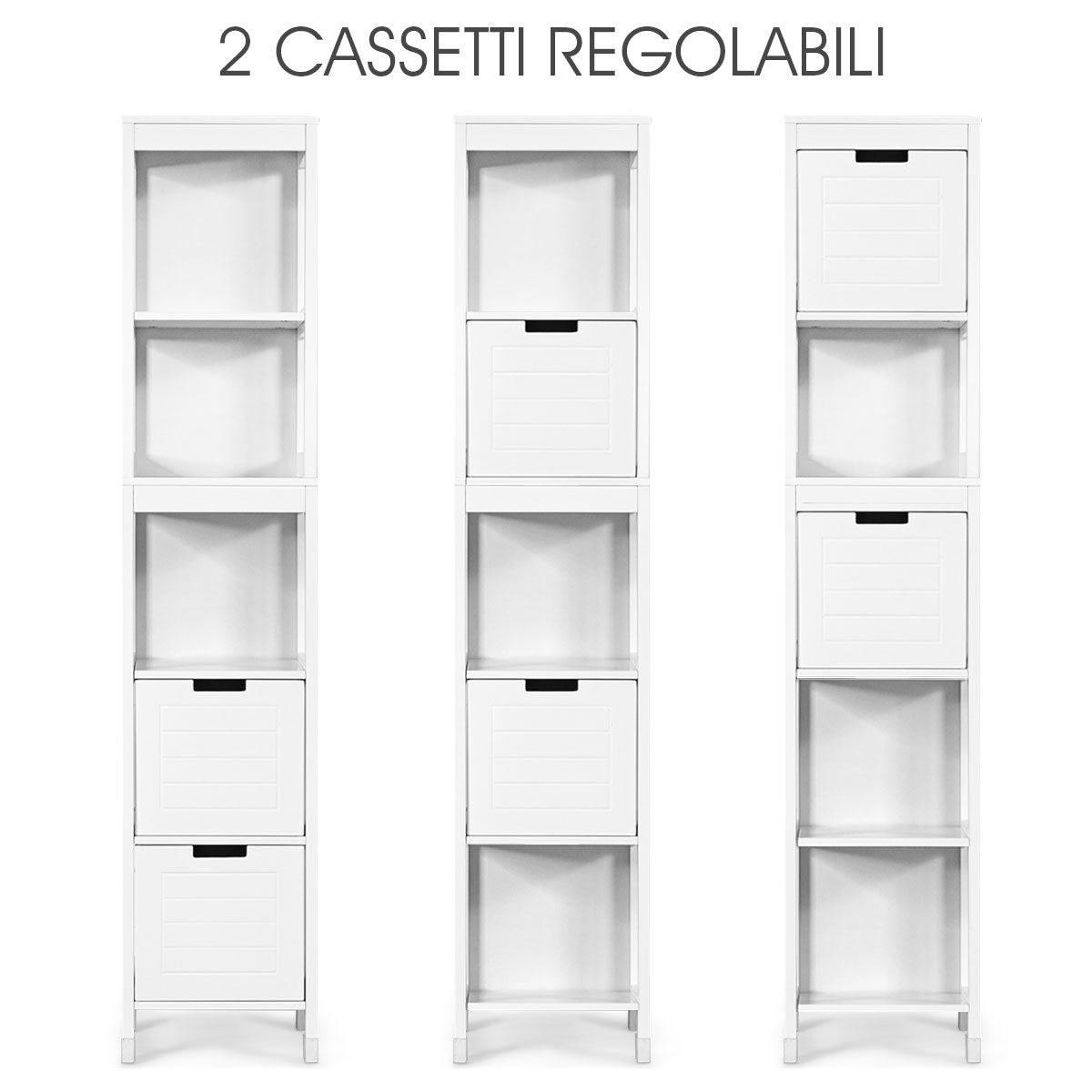 Mobiletto bagno salvaspazio, Armadio bagno, Colonna bagno salvaspazio, Armadietto bagno, Bianco, Costway, 4