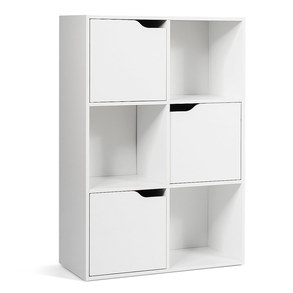 Armadietto, Scaffale, Libreria con ante, con 6 cubi e ante di legno, Libreria moderna, Costway, 1