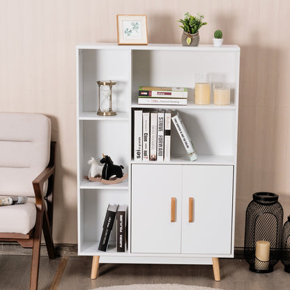 Armadietto, Libreria con ante, Scaffale legno, con due ante, Espositore moderno con cubi per casa ufficio, Bianco, Costway, 4