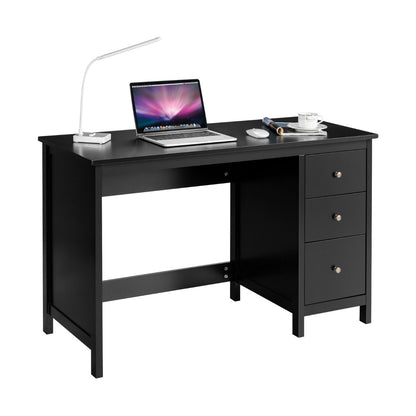 Scrivania Moderna, Scrivania per Ufficio, Tavolo Rettangolare, Scrivania per Computer con 3 Cassetti, Nero, Costway, 1