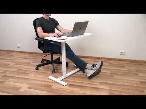 Scrivania pc, Regolazione pneumatica dell'altezza, Tavolino pc con ruote, Per postura seduta/ereta, Tatkraft Relax, 3