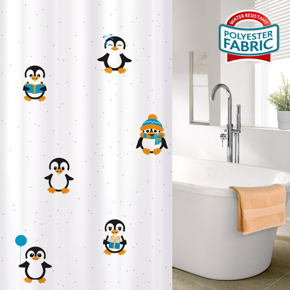 Tatkraft Funny Penguins - tenda da doccia, tenda doccia per bambini, famiglia, 180 x 180cm, 1