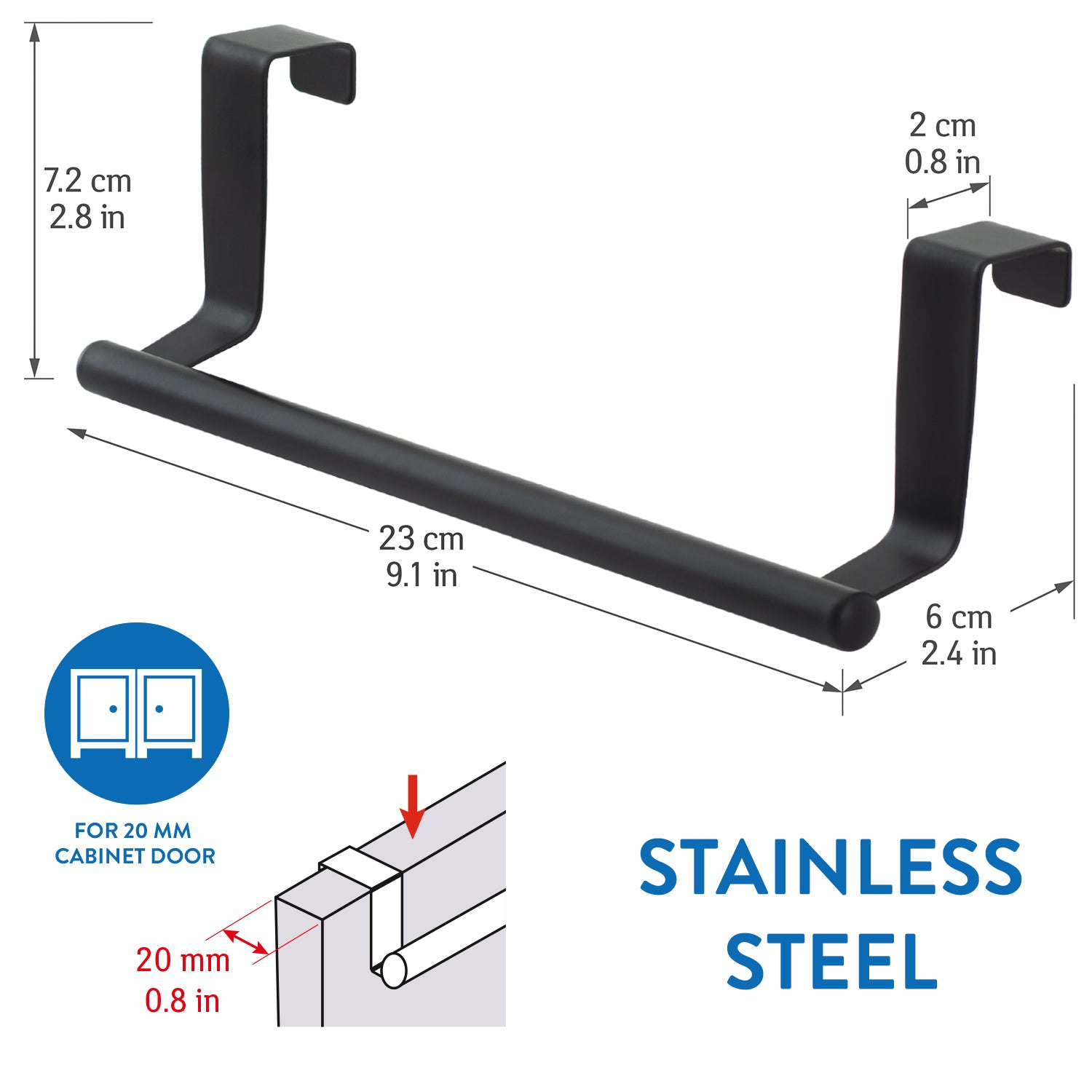 Tatkraft Horizon black - Porta asciugamani da appendere, porta asciugamani porta, 1