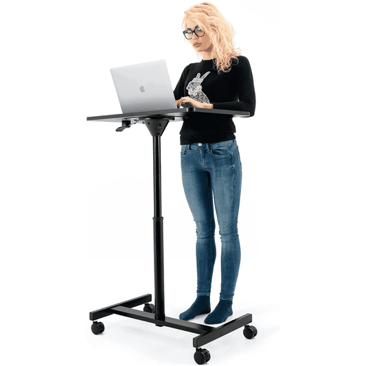 Tatkraft Focus - Tavolo per pc, tavolo per computer, Regolabile in altezza, carrello porta pc con ruote
