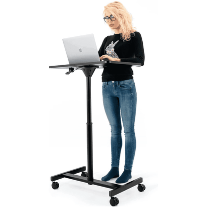 Tatkraft Focus - Tavolo per pc, tavolo per computer, Regolabile in altezza, carrello porta pc con ruote