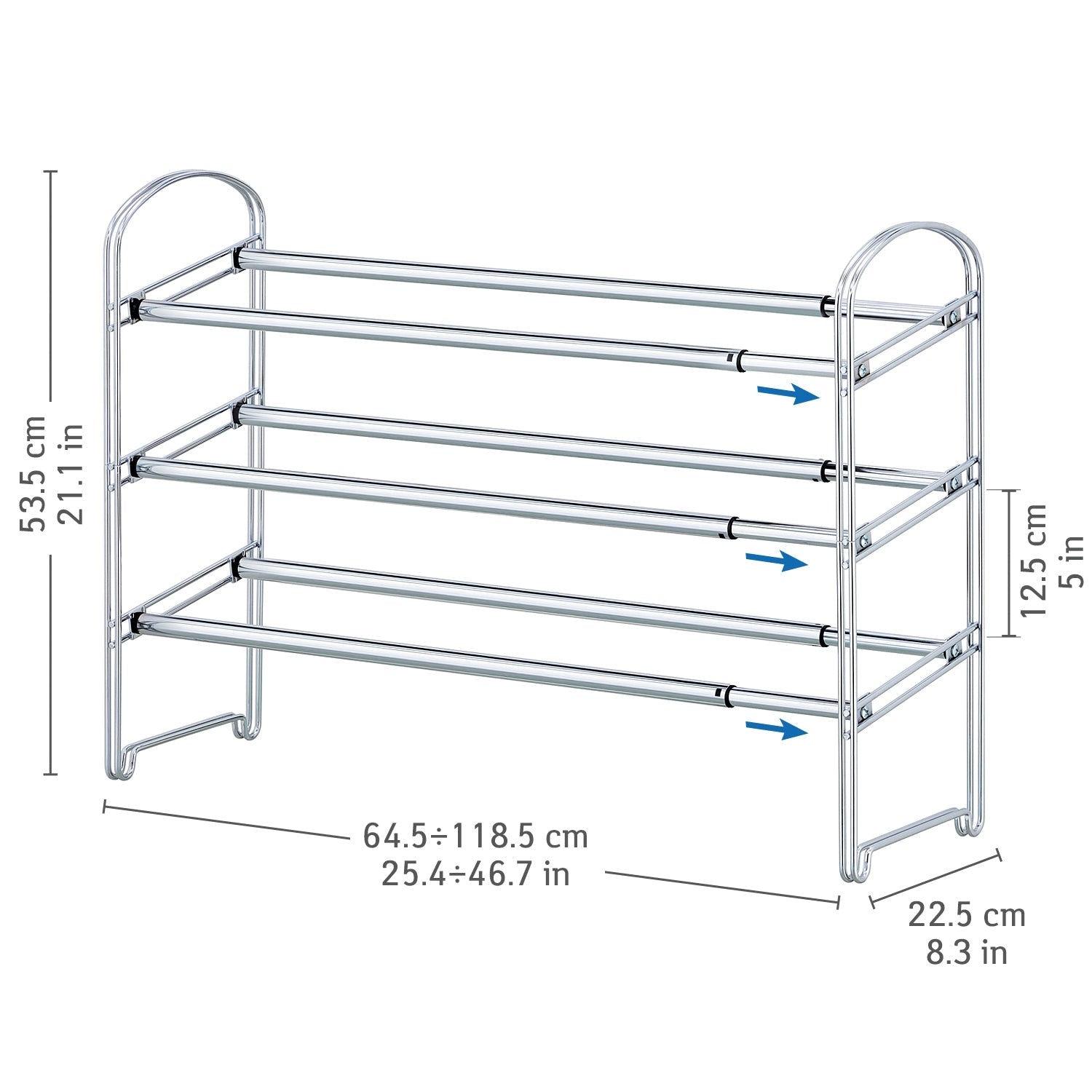 Tatkraft Maestro robuste scarpiera telescopica in acciaio scaffale porta scarpe a 3 ripiani