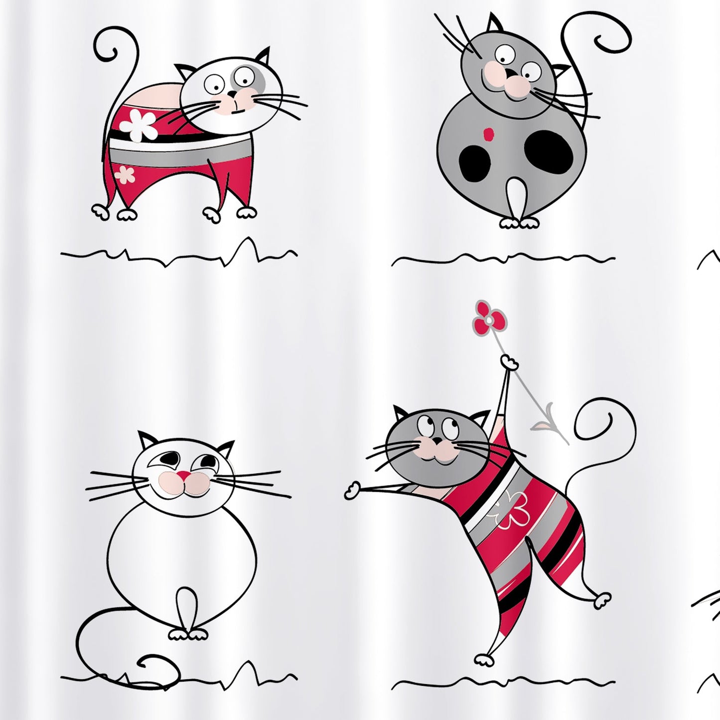 Tatkraft Funny Cats - Tenda da doccia in poliestere con rane divertenti, resistente alla muffa, impermeabile, 180X180 cm, 12 anelli doccia inclusi