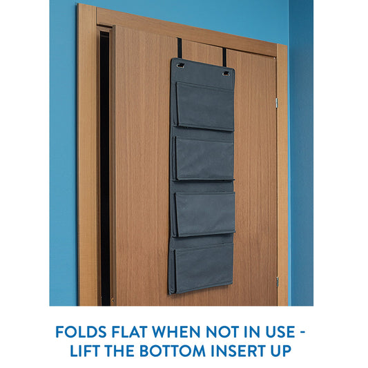 Tatkraft Cozy - Portaoggetti in tessuto a 4 scomparti da appendere alla porta