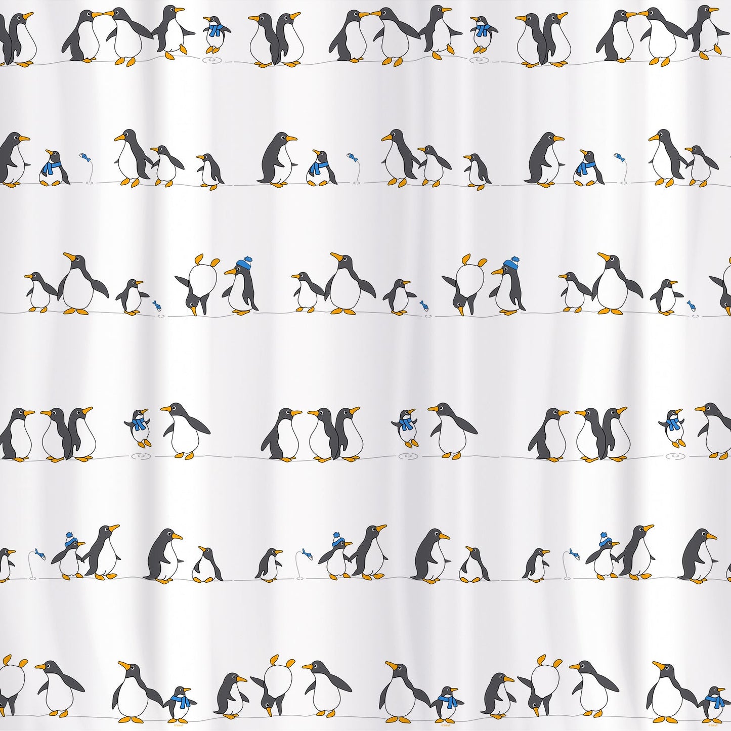 Tatkraft Penguins - Tenda da doccia in poliestere, resistente alla muffa, impermeabile, 180X180 cm, 12 anelli doccia inclusi