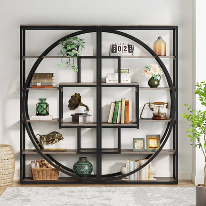 Tribesigns - Libreria a 5 livelli, Scaffale Portaoggetti, libreria alta 180 cm con 8 ripiani di stoccaggio aperti per libri, Industriale, in Metallo