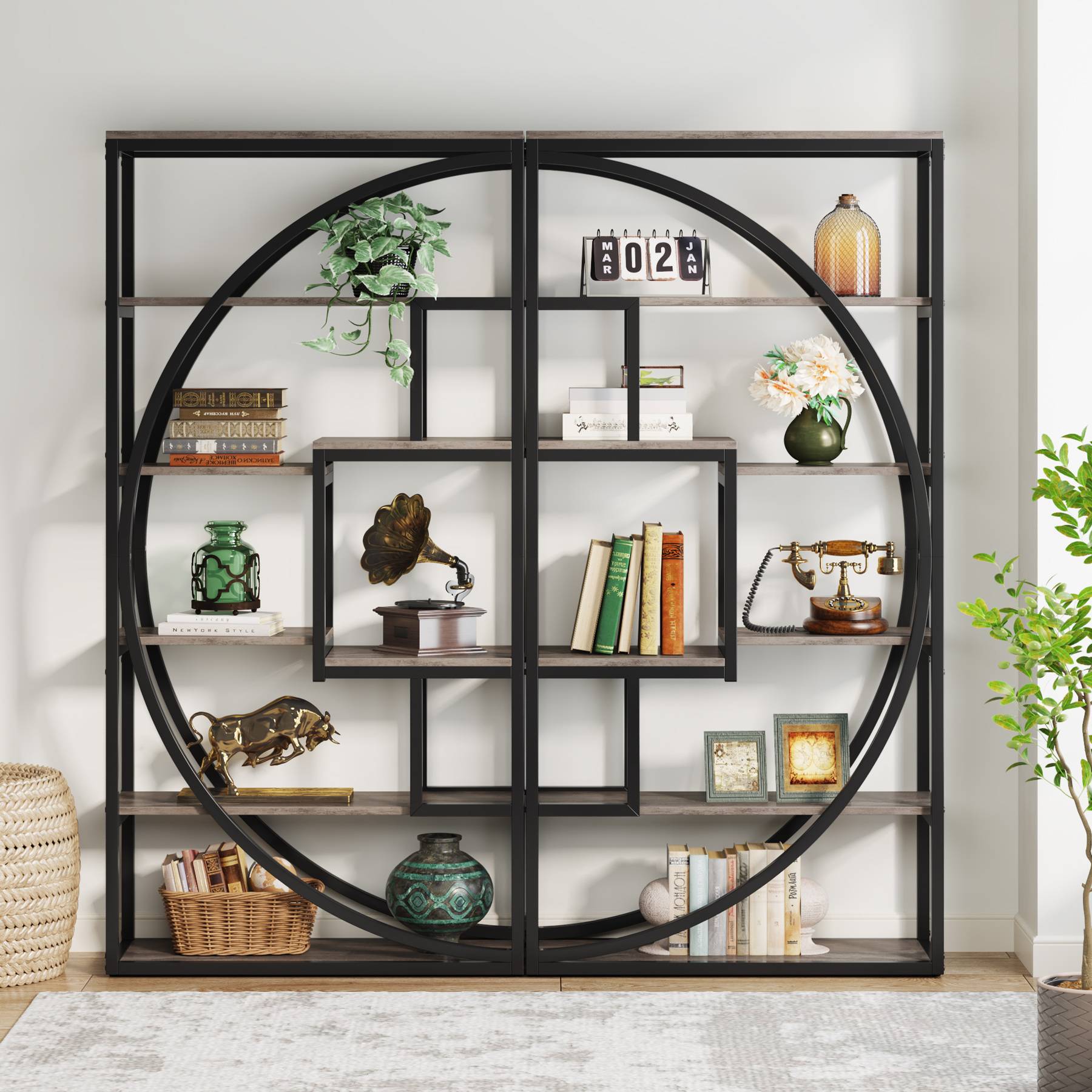 Tribesigns, libreria a 5 livelli alta 180 cm con 8 ripiani di stoccaggio aperti