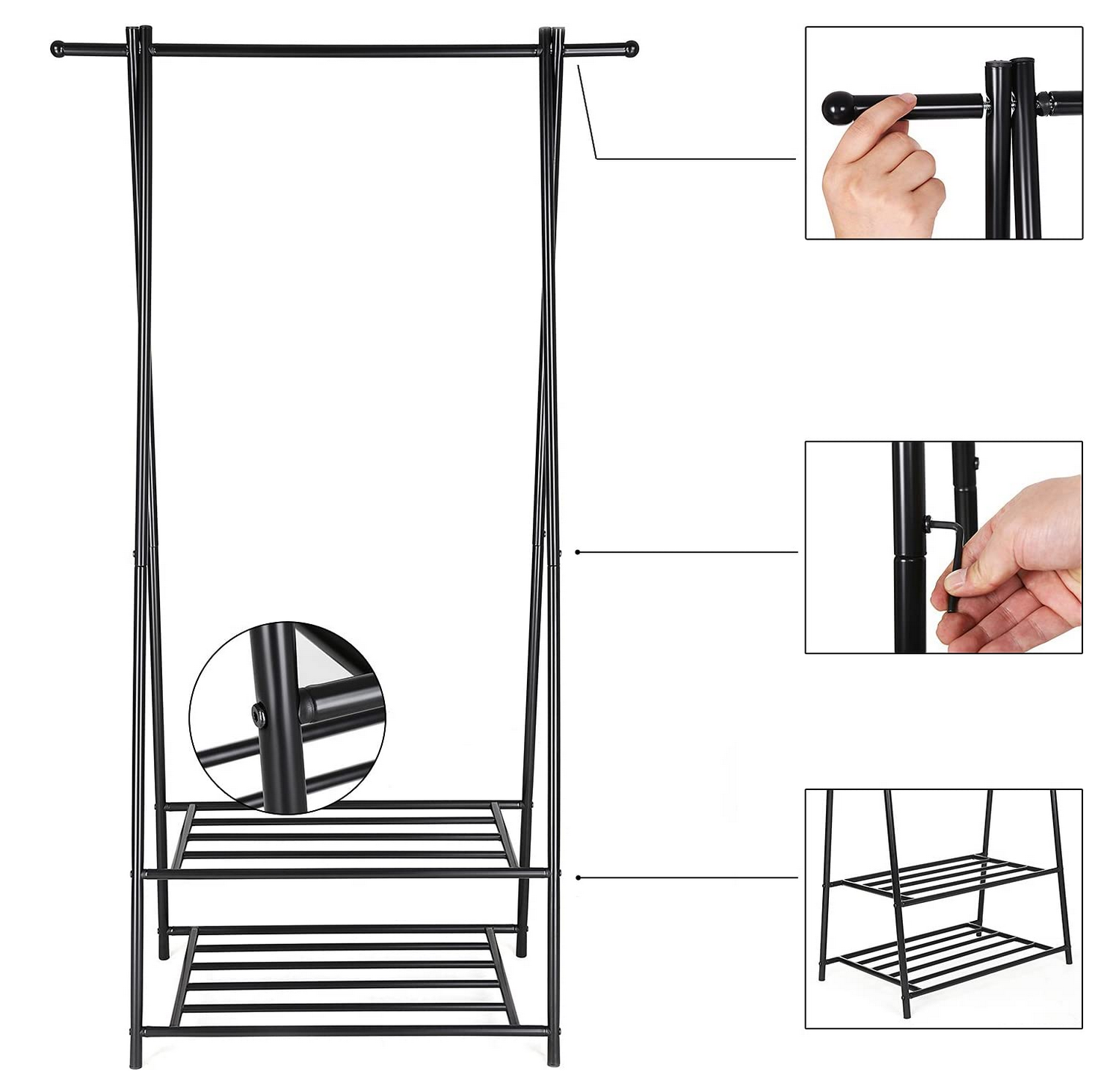 Songmics, appendiabiti con 2 ripiani, 1