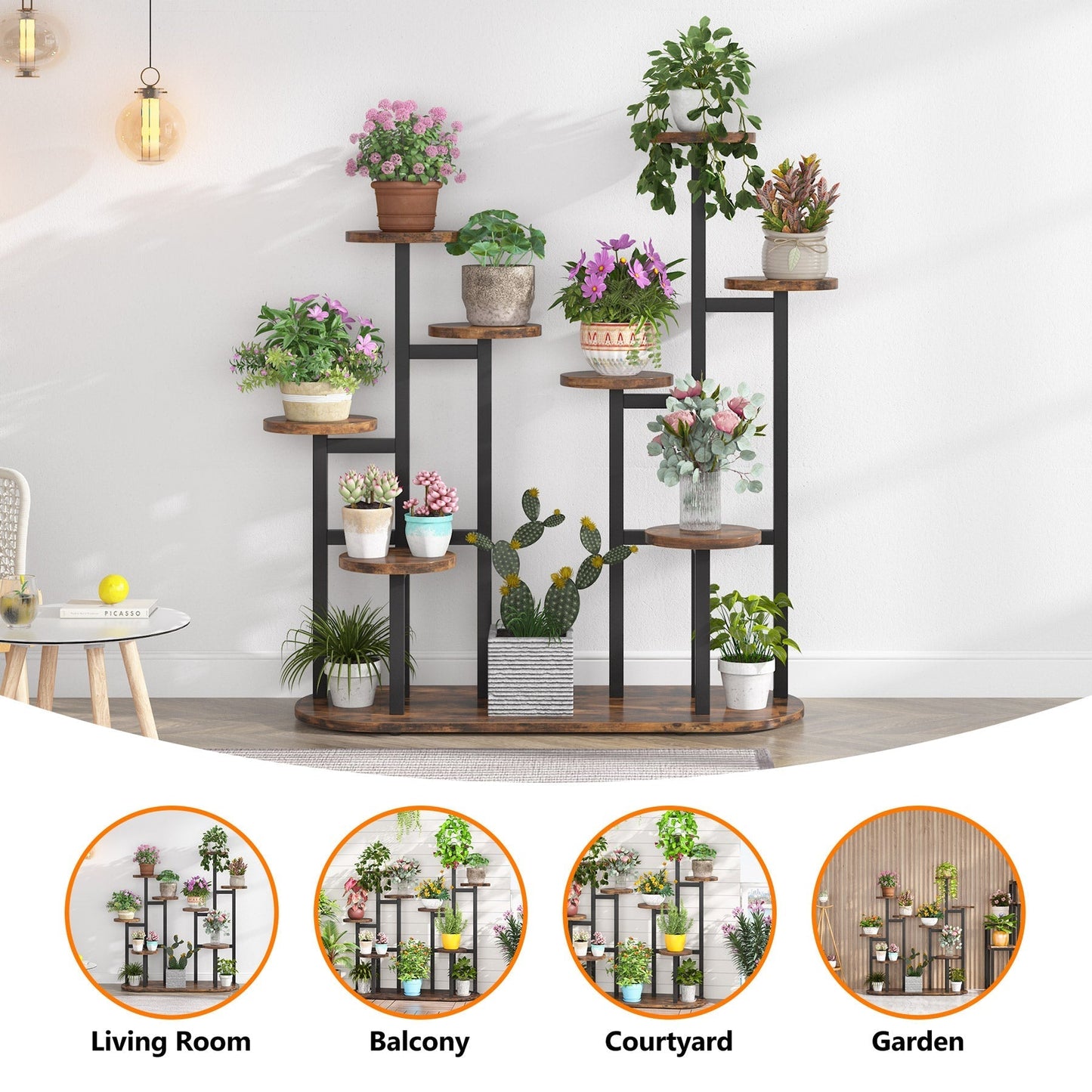 Tribesigns - Supporto per piante da interno, 11 ripiani in vaso per piante in vaso, supporto per piante alto, per fioriere, organizer per giardino