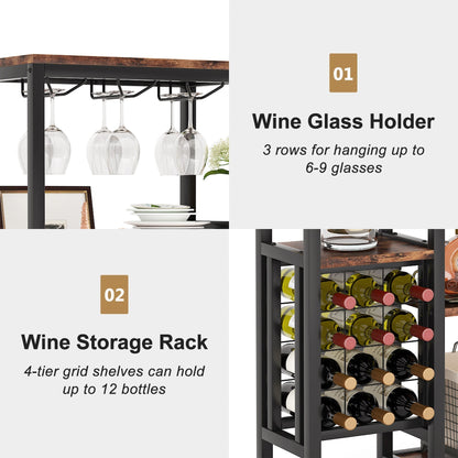 Tribesigns - Portabottiglie da vino a 5 ripiani con supporto in vetro e contenitore per vino, espositore per vino industriale