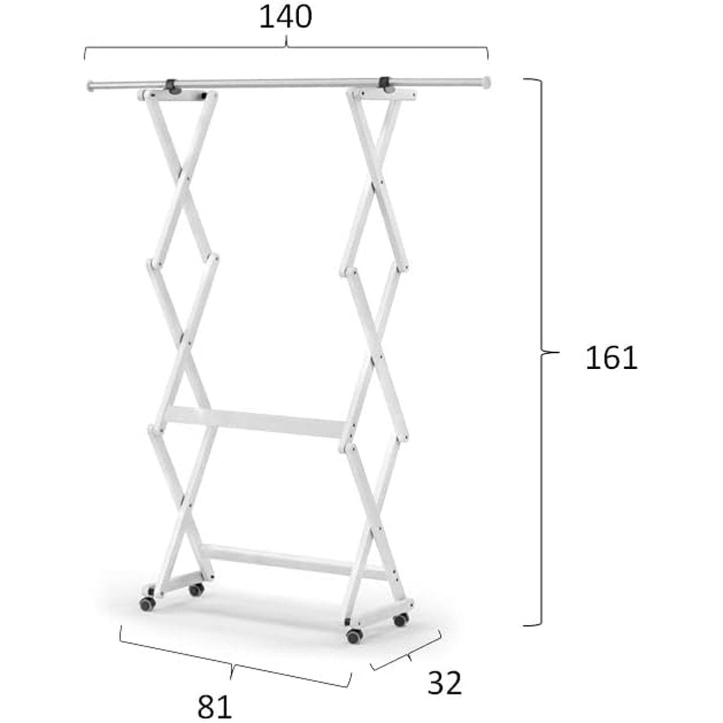 Appendiabiti FELIX, Legno Chiudibile Allungabile Finitura Bianco