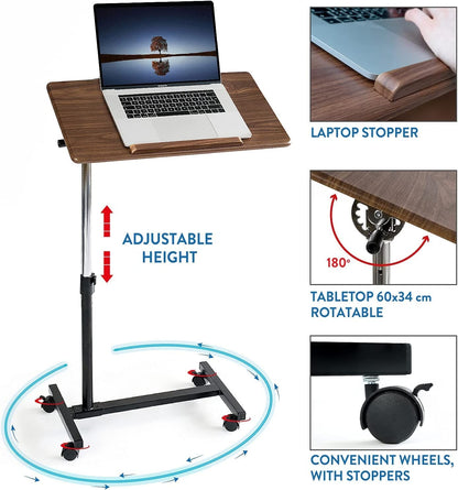 Tavolo per laptop, altezza regolabile, barriera per evitare che il laptop scivoli, il piano del tavolo è inclinabile