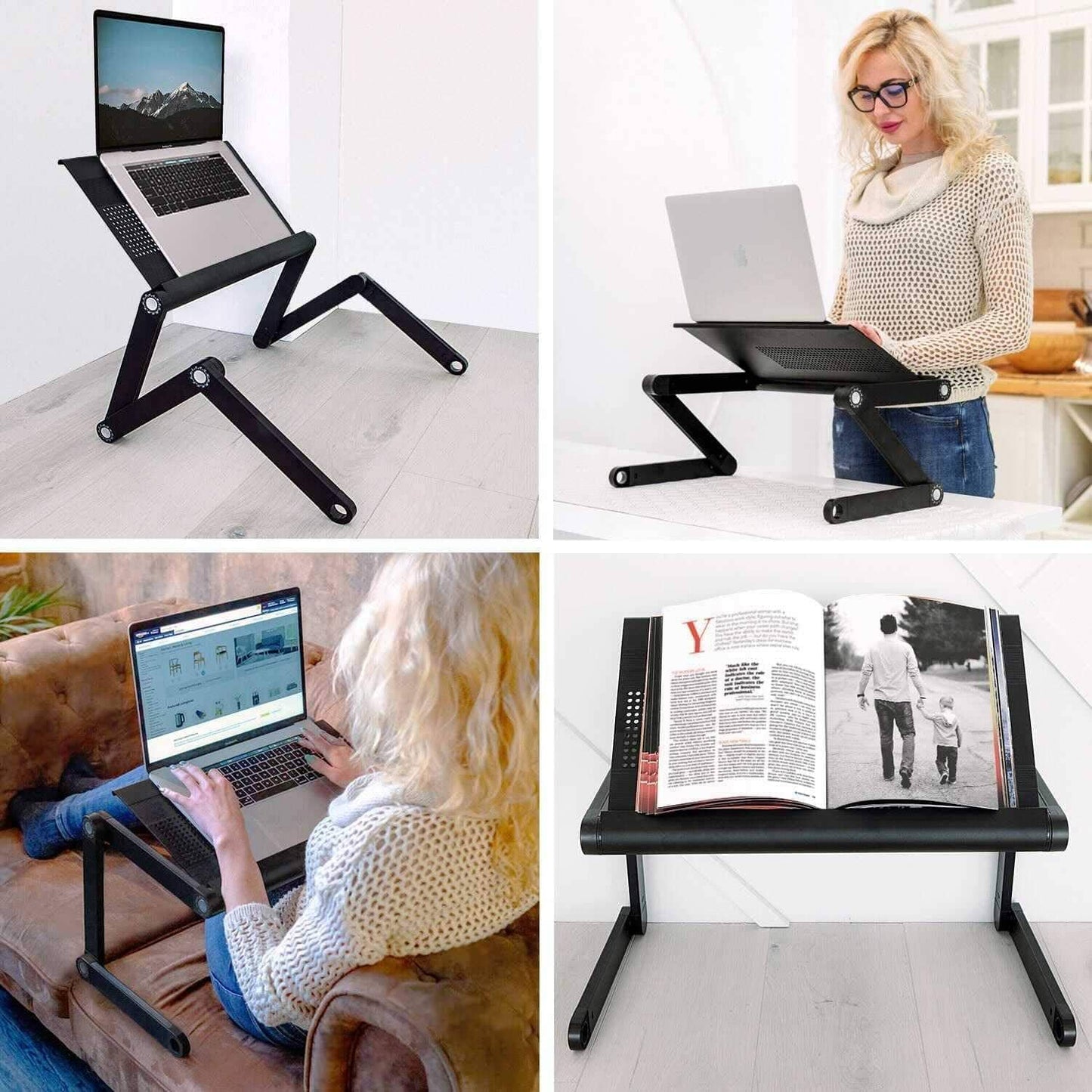 Tavolino porta PC Supporto PC portatile e regolabile, Vassoio da letto,  WonderWorker Nobel