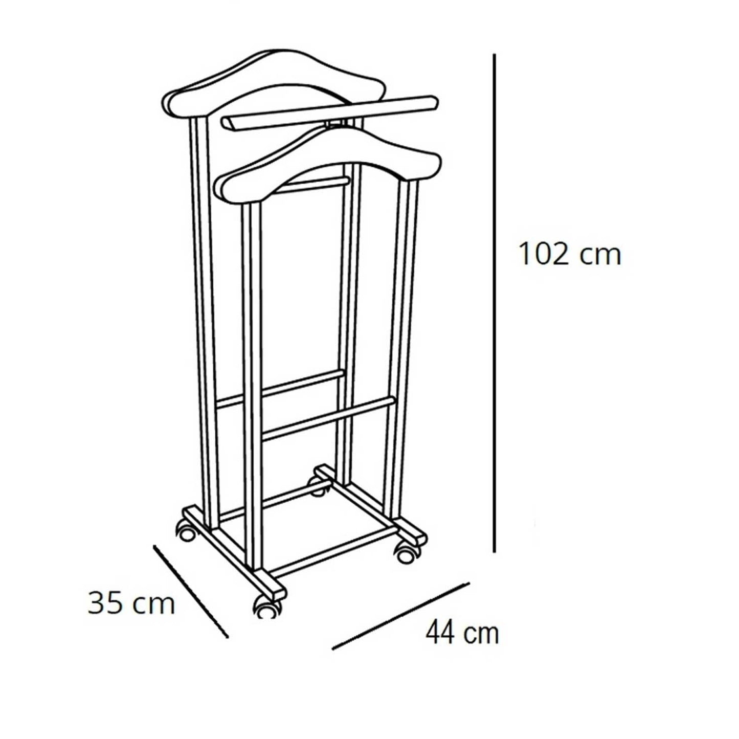 Servomuto, Indossatore TRENDY, Composto da 2 gruccie e 1 portapantaloni, piedini in gomma alla base, ARIT, 6