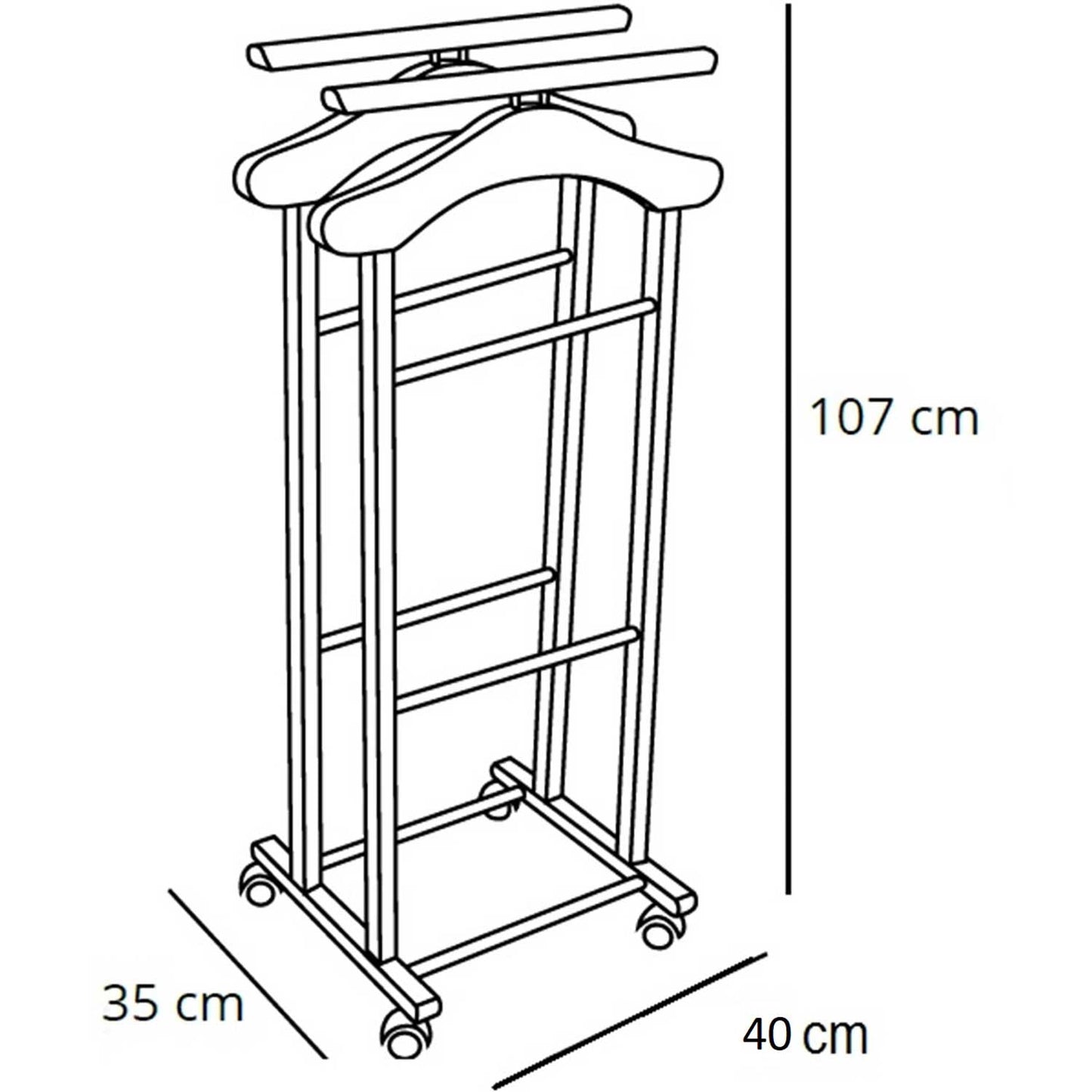 Servomuto, Indossatore CLEVER, Composto da 2 gruccie e 2 portapantaloni, piedini in gomma alla base, Arit Clever, 4