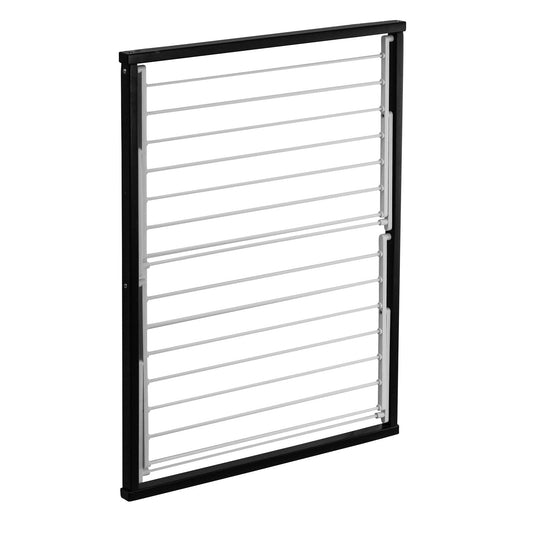 Accessori bagno KLAUS, stendino da parete, stendibiancheria da parete, stendino a muro, 10 mt di filo stendibile, Nero, 5
