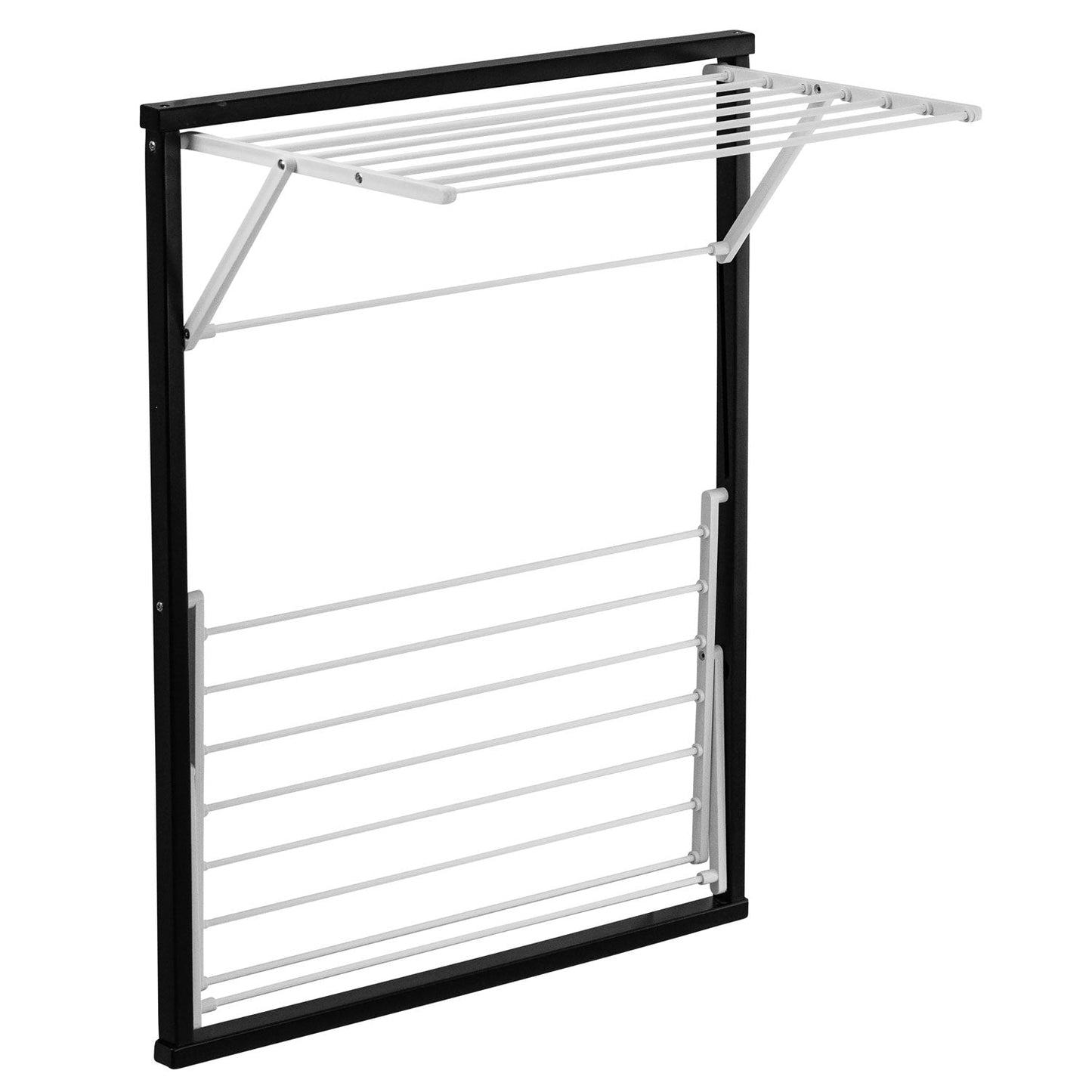 Accessori bagno KLAUS, stendino da parete, stendibiancheria da parete, stendino a muro, 10 mt di filo stendibile, Nero, 3
