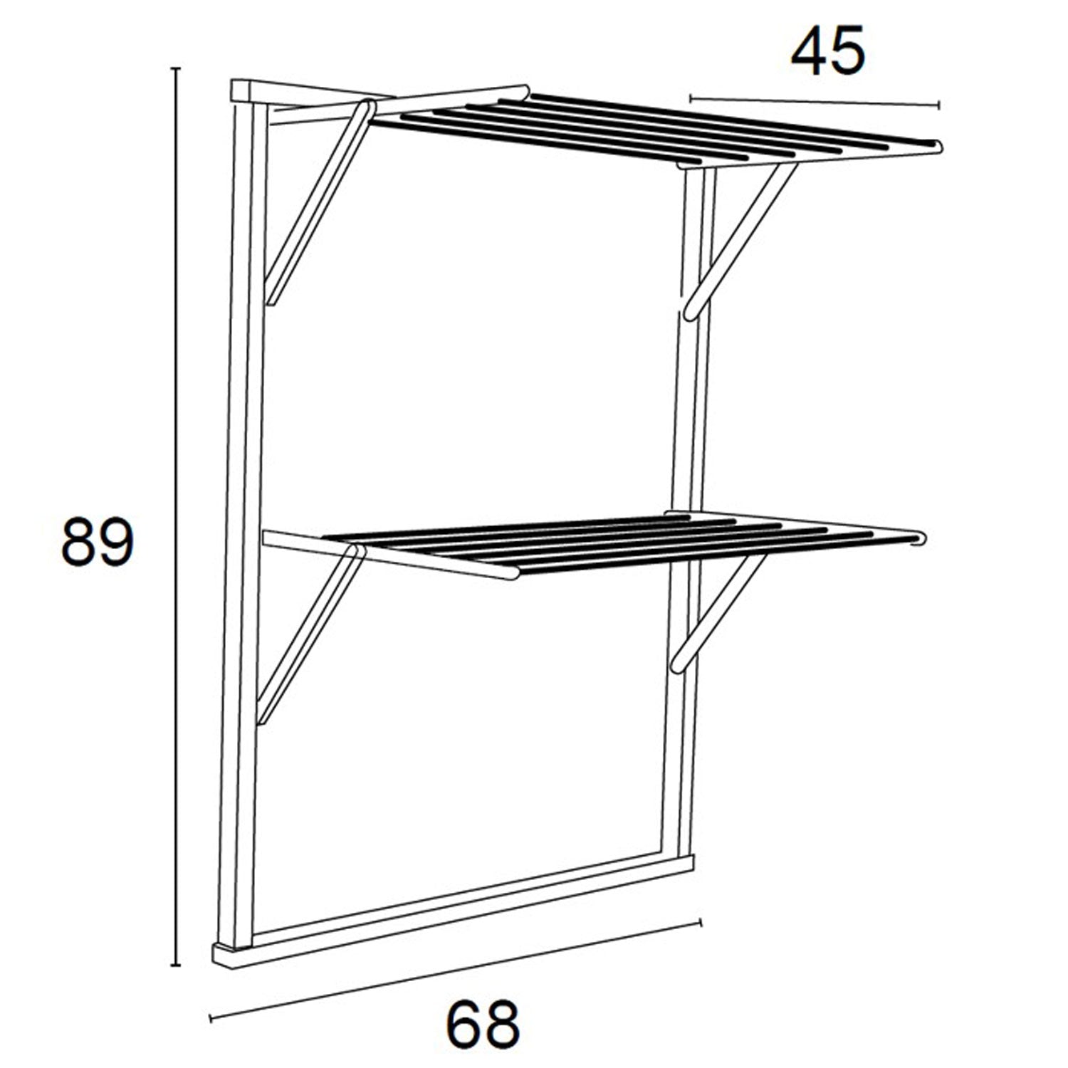 Accessori bagno KLAUS, stendino da parete, stendibiancheria da parete, stendino a muro, 9 mt di filo stendibile, Nero, 2
