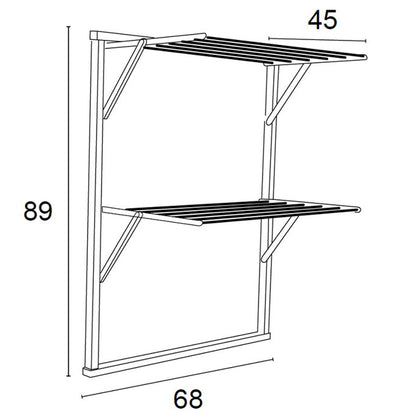 Accessori bagno KLAUS, stendino da parete, stendibiancheria da parete, stendino a muro, 9 mt di filo stendibile, Nero, 2
