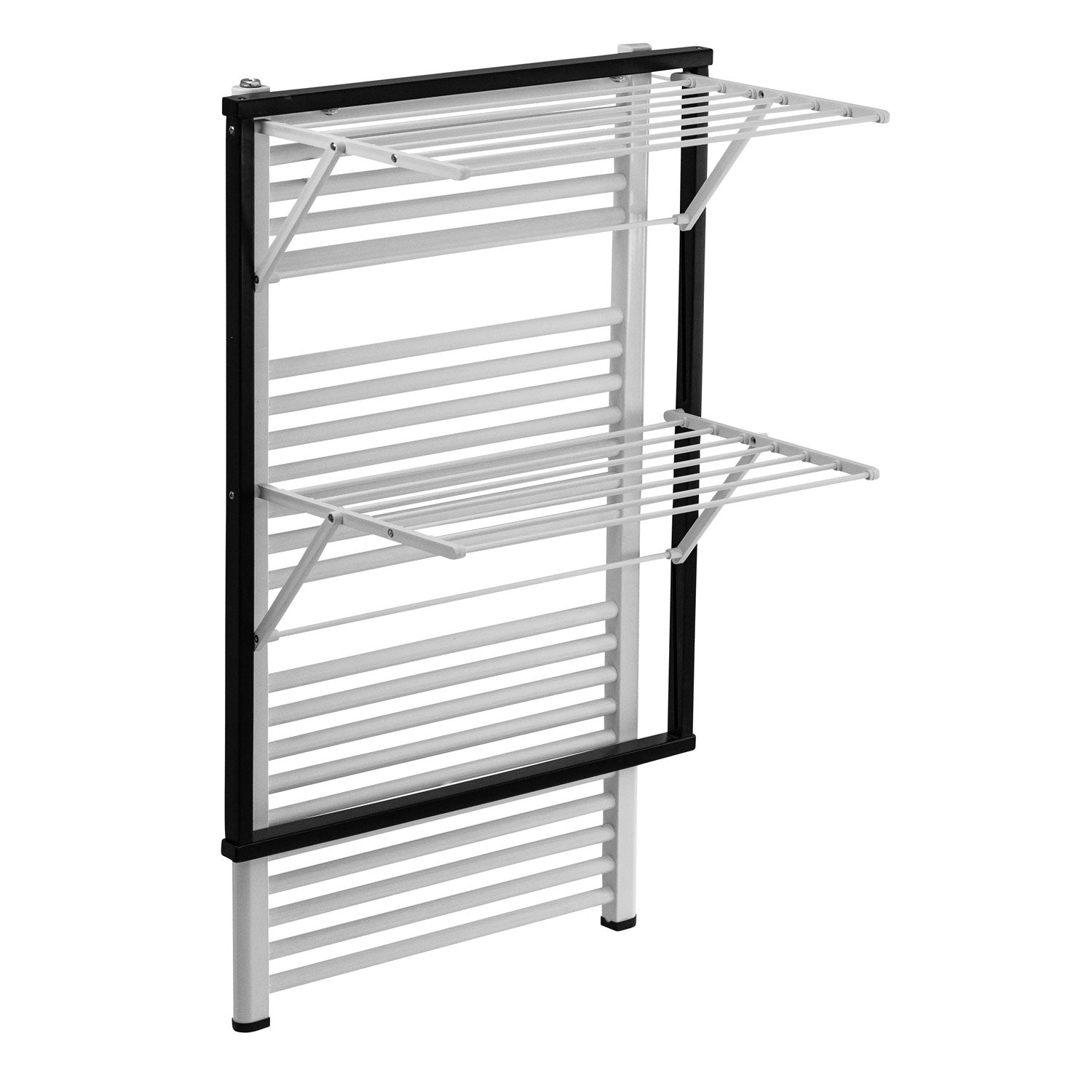 Accessori bagno KLAUS, stendino da parete, stendibiancheria da parete, stendino a muro, 10 mt di filo stendibile, Nero, 1
