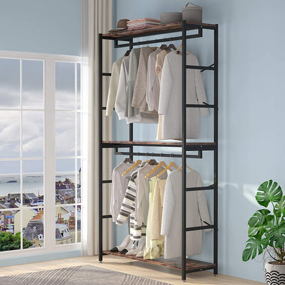 Tribesigns - Organizer per armadio a doppia asta, a 3 ripiani, con scaffali per vestiti, grande e resistente, per camera da letto, lavanderia