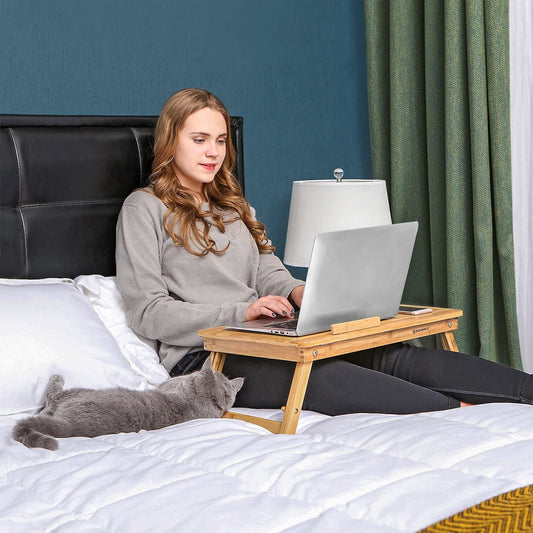  Tavolino per laptop, Supporto per notebook, Vassoio da letto in bambù