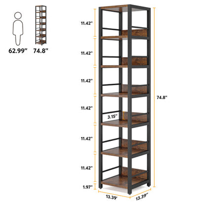 Tribesigns, scaffale angolare a 6 livelli, libreria stretto, alto 175 cm, 4