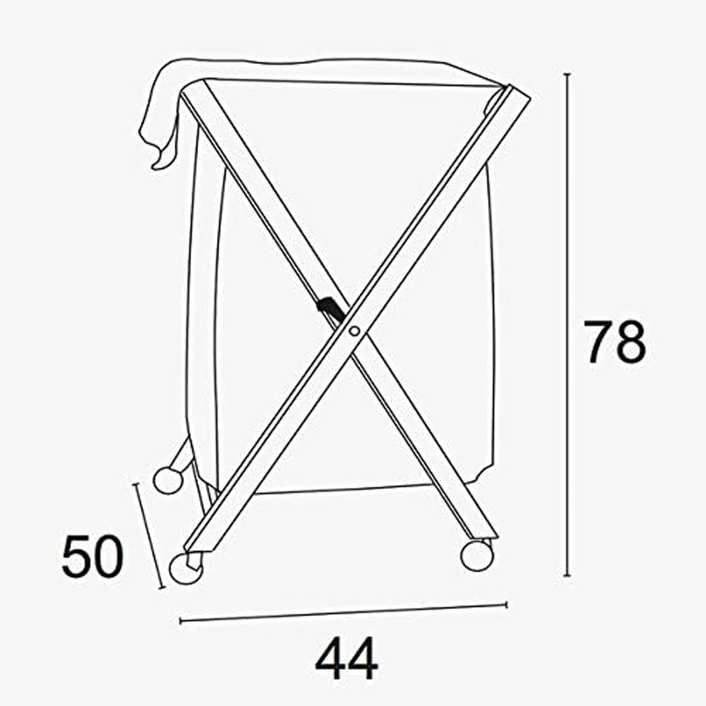 Portabiancheria salvaspazio, portabiancheria, pieghevole, portabiancheria in legno, sacca, ruote, bianco, ARIT, 4