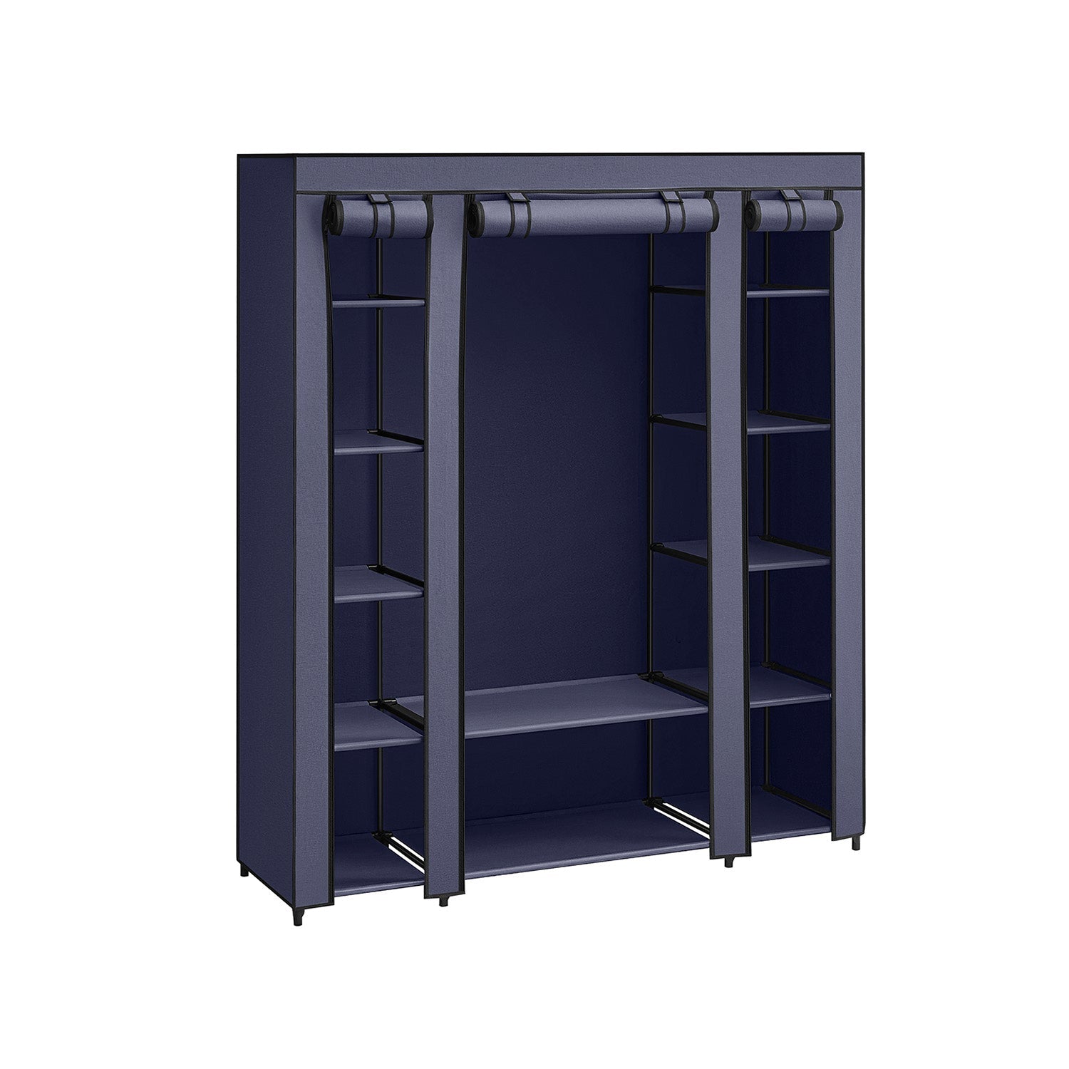 Armadio Pieghevole In Tessuto - Guardaroba Portatile Con Copertura Antipolvere, Bianco, Carico 900 Kg