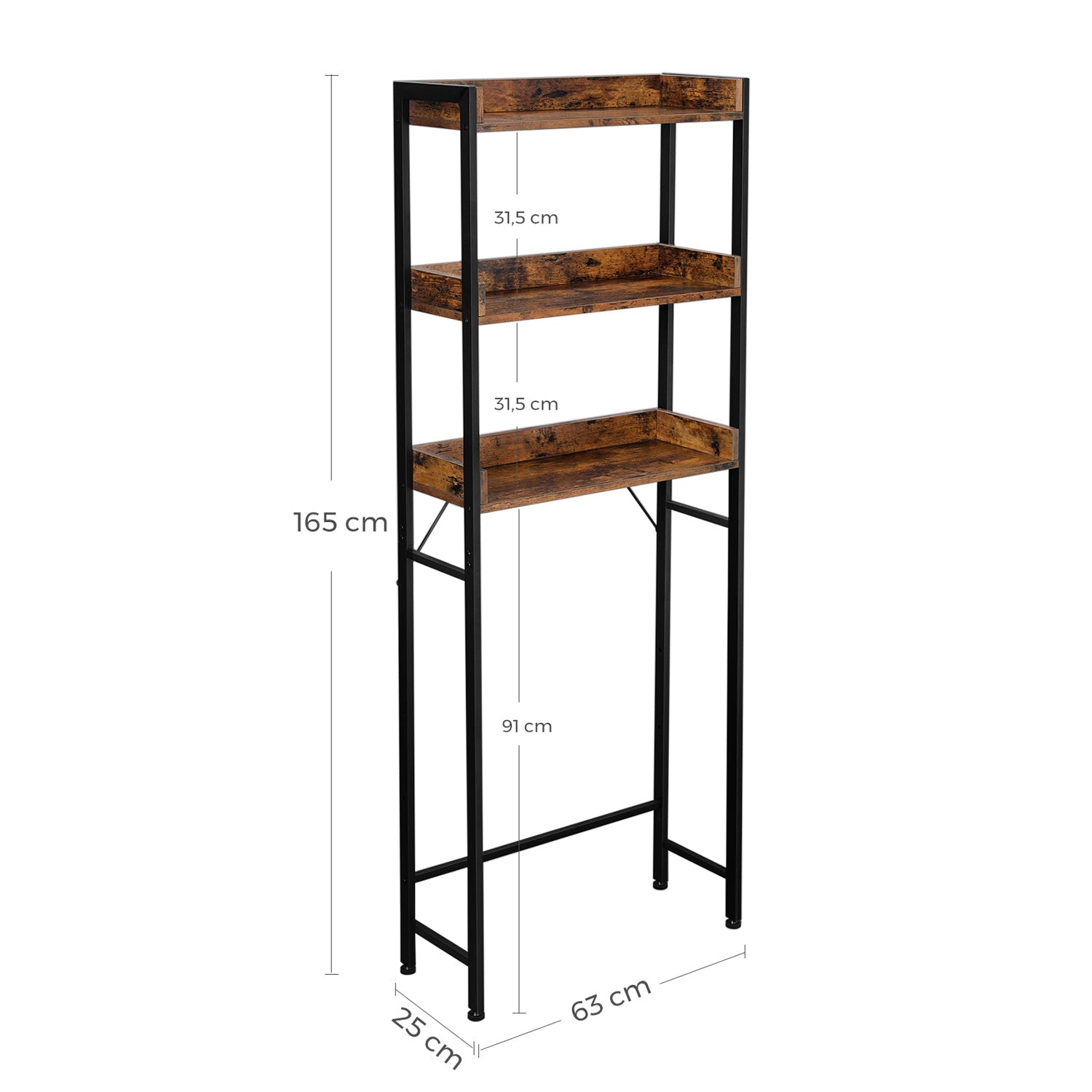 Vasagle, scaffale sopra wc marrone e nero, 3