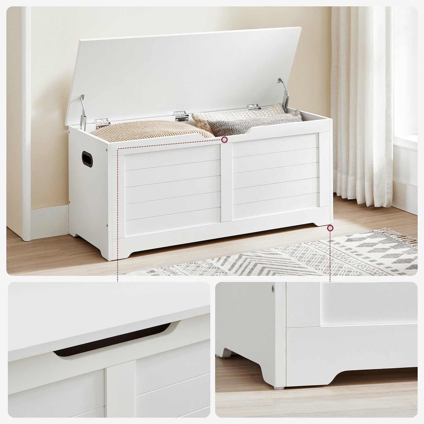 Vasagle, cassa di sedile con coperchio, cassapanca in legno 
