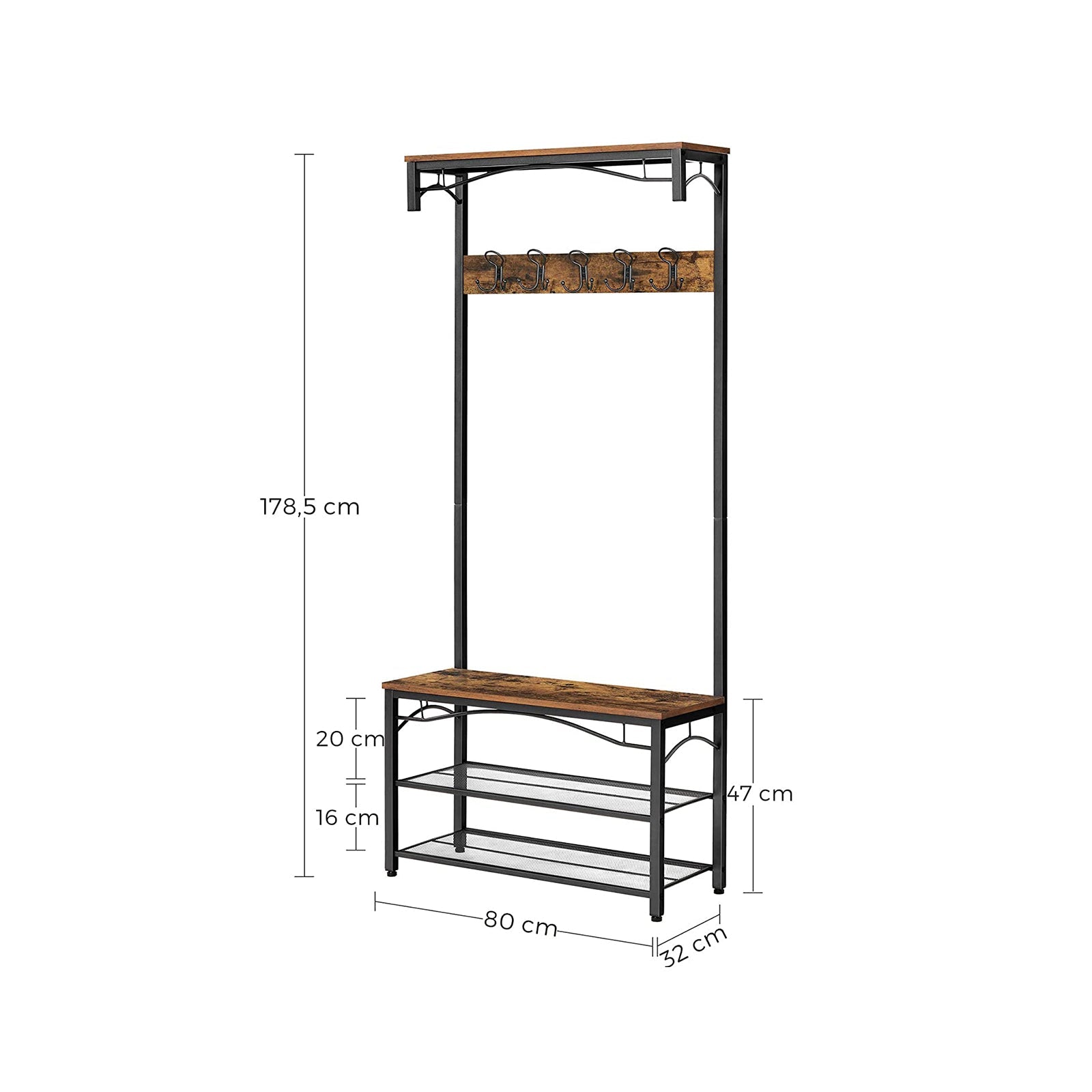 Vasagle, appendiabiti con scaffale portaoggetti