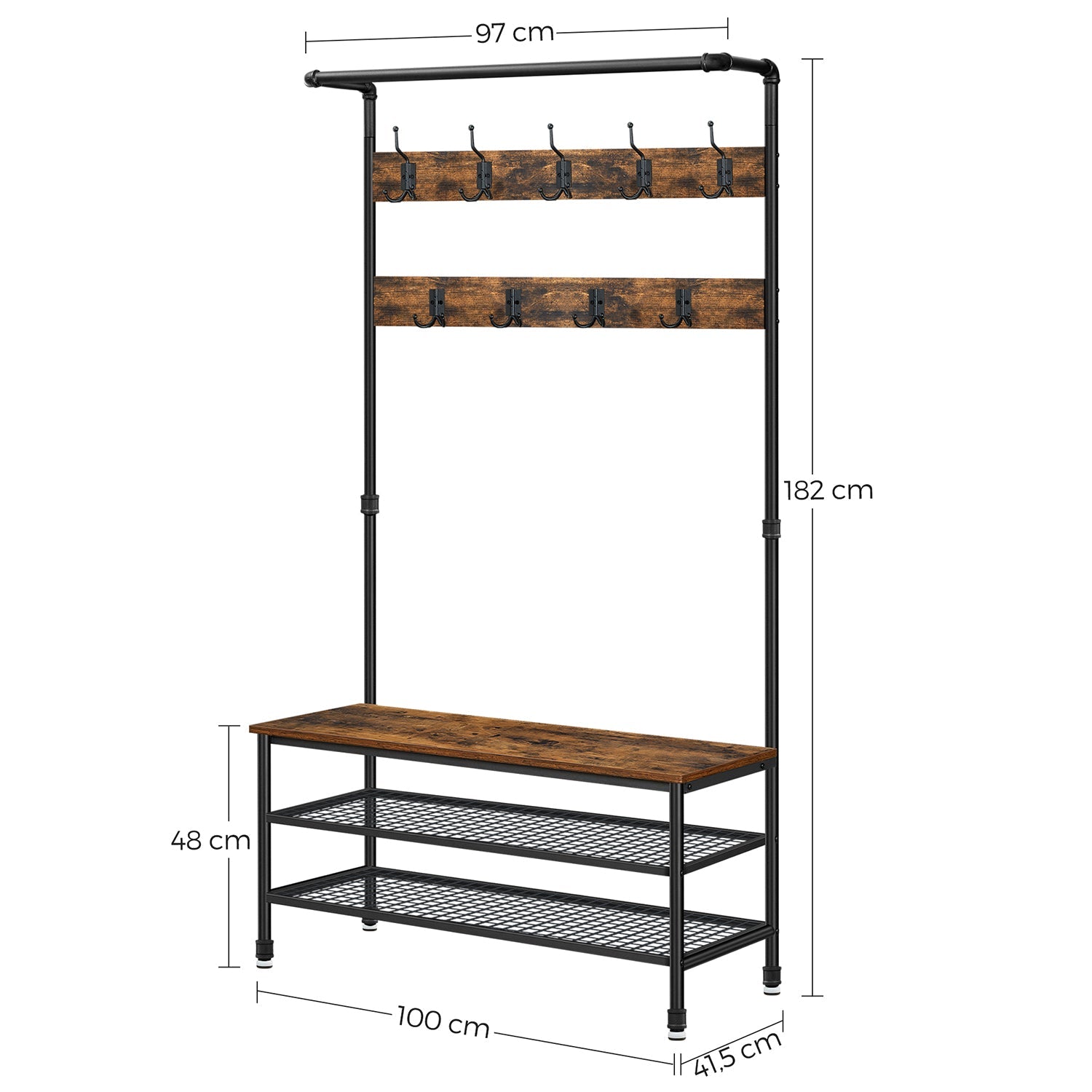 Appendiabiti con scaffale portascarpe, Vasagle, 2