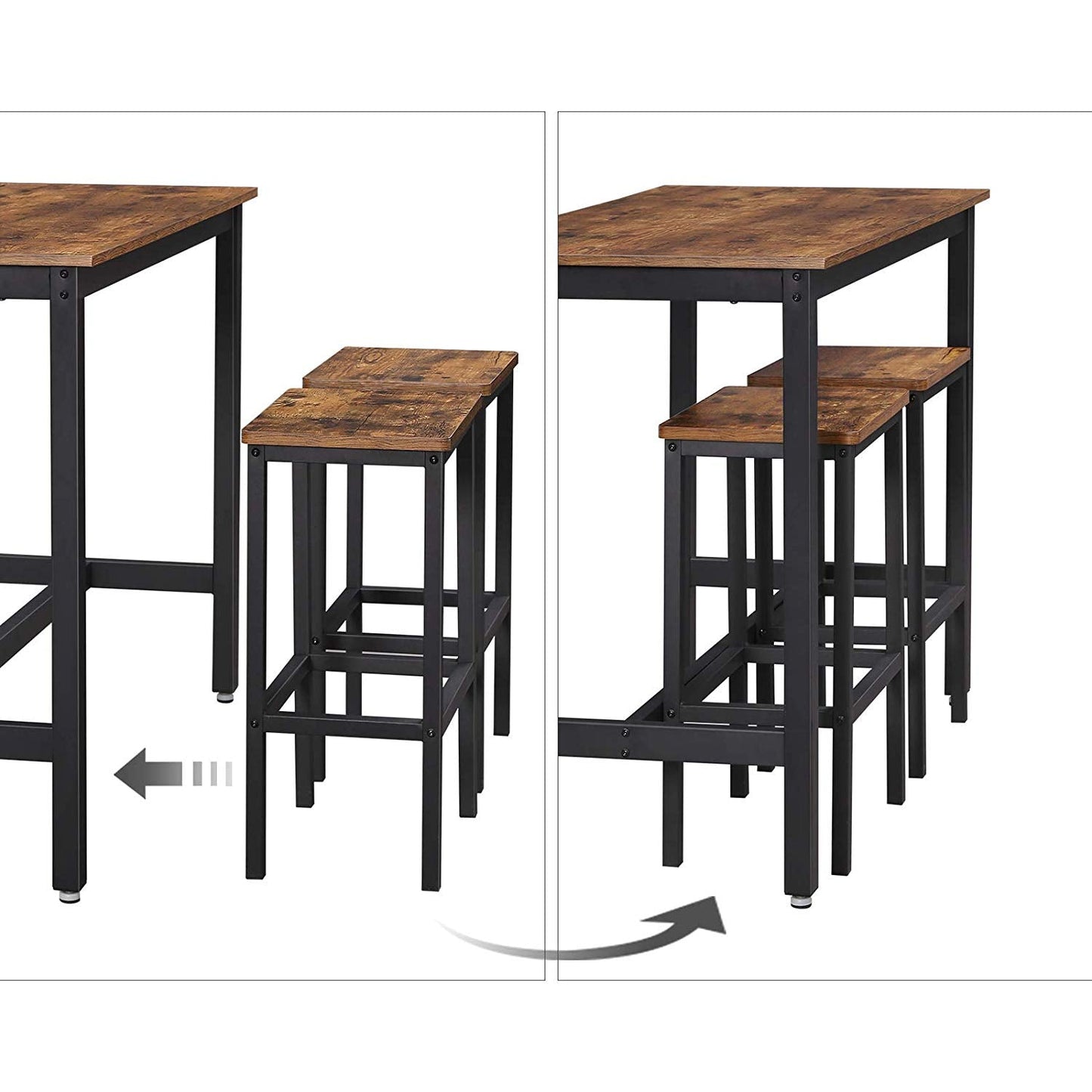 Set di tavolo alto con sgabelli, Tavolo cucina, sgabelli, Vasagle