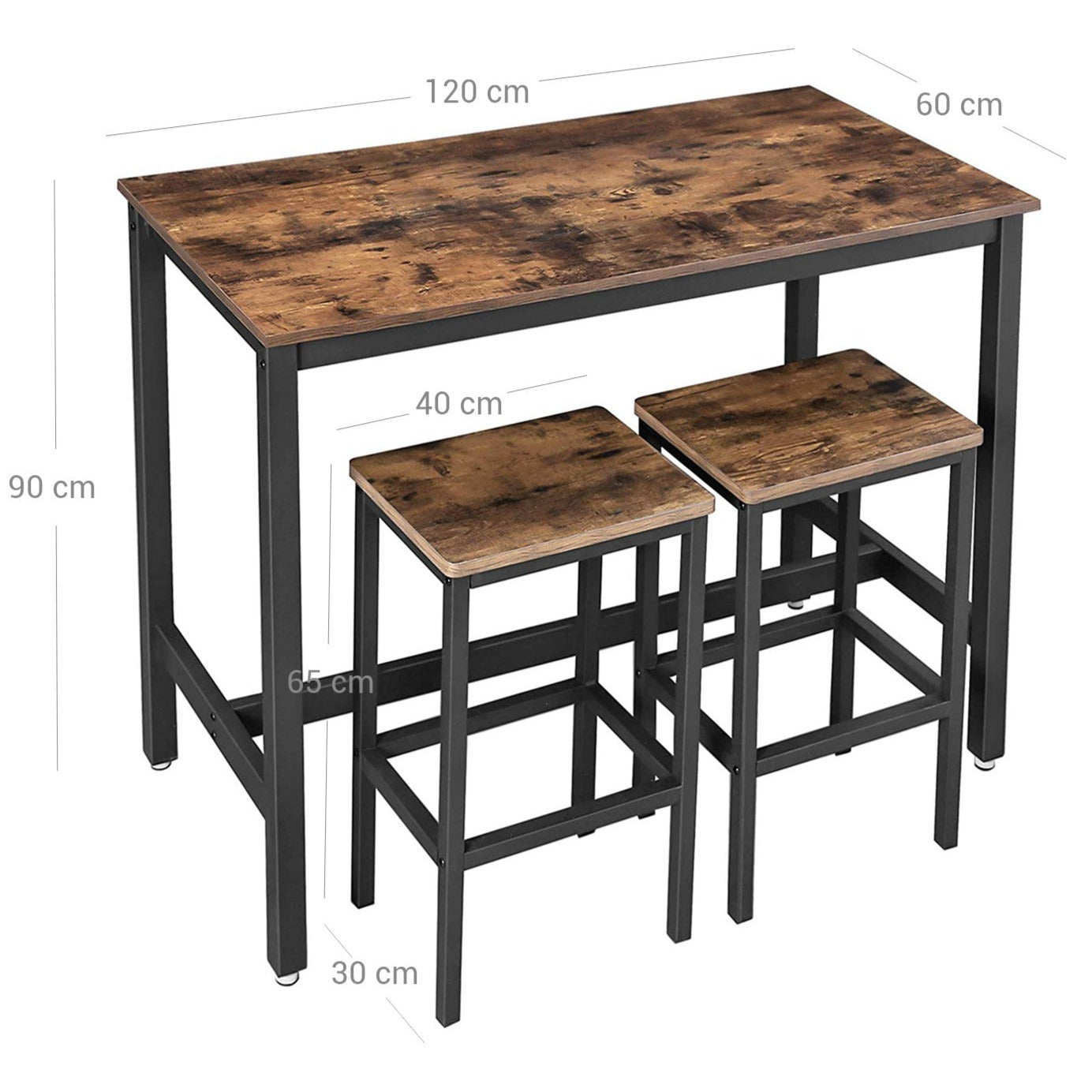 Set di tavolo alto con sgabelli, Tavolo cucina, sgabelli, Vasagle, 4