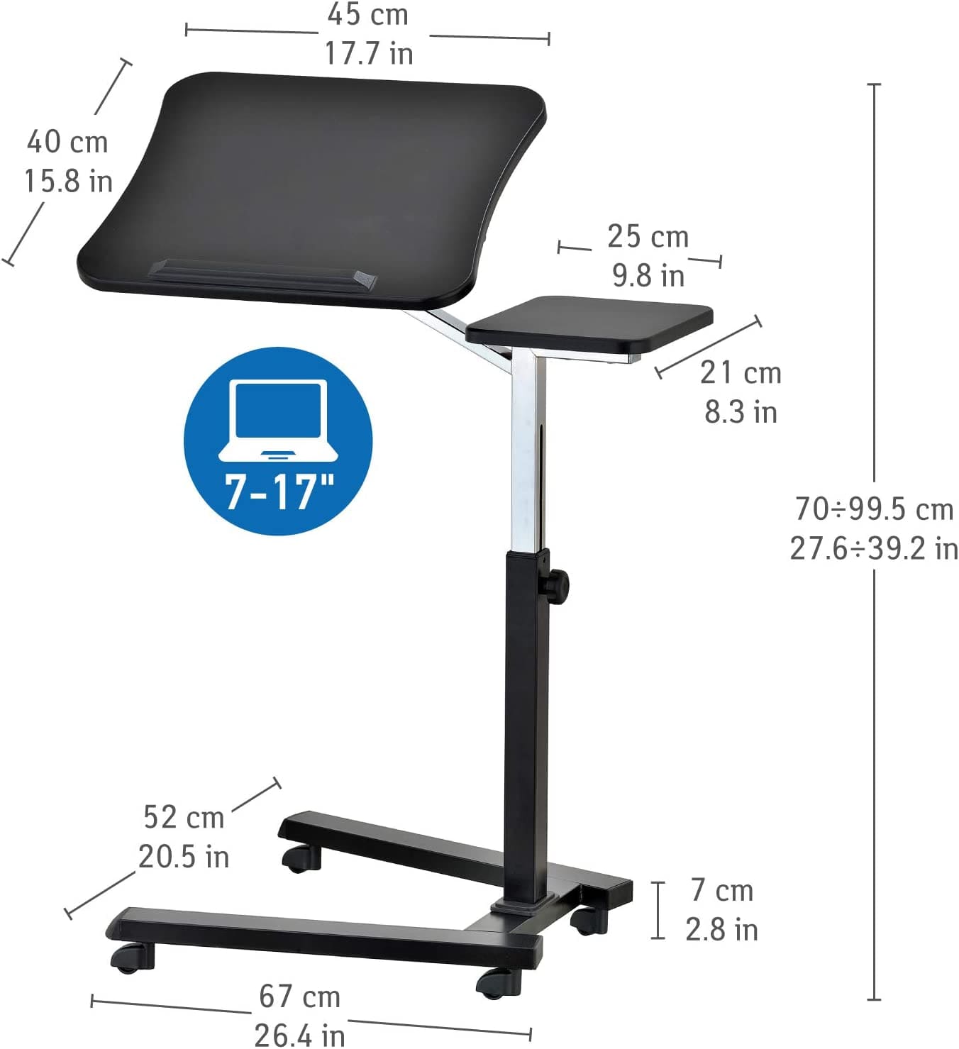 Tavolino laptop divano, scrivania, scrivania salvaspazio, A70-99.5 cm - Tatkraft Joy